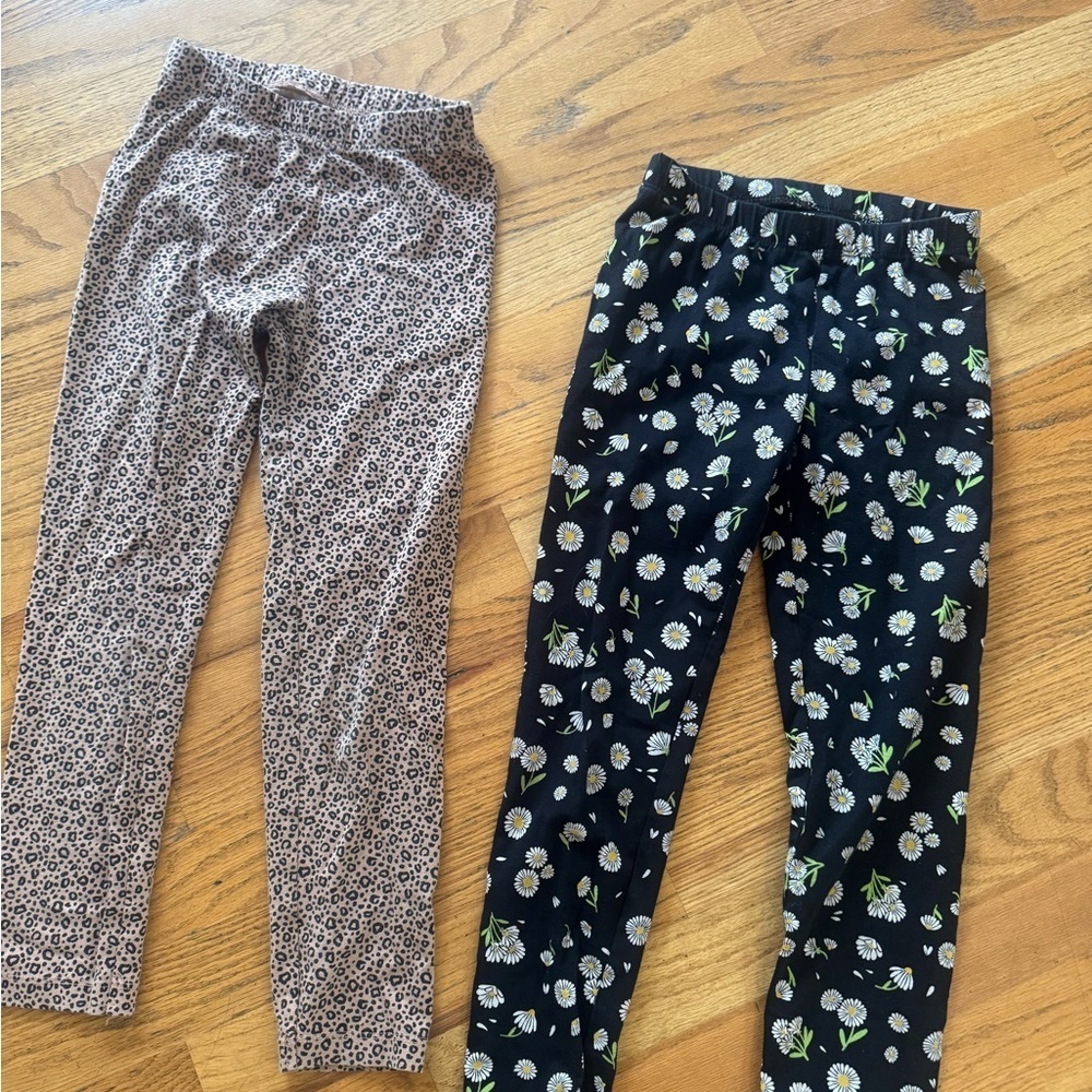 Cat & Jack Kids Leggings - Leopard and Floral Prints sz S 6/7